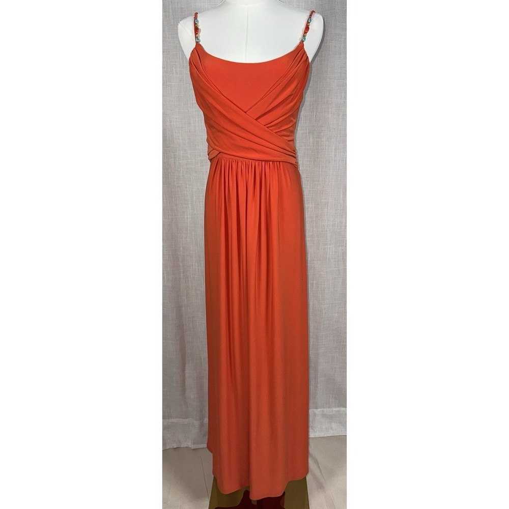 RALPH LAUREN Women's Orange Evening Maxi Long Gown Sz 6 Event Party Dress